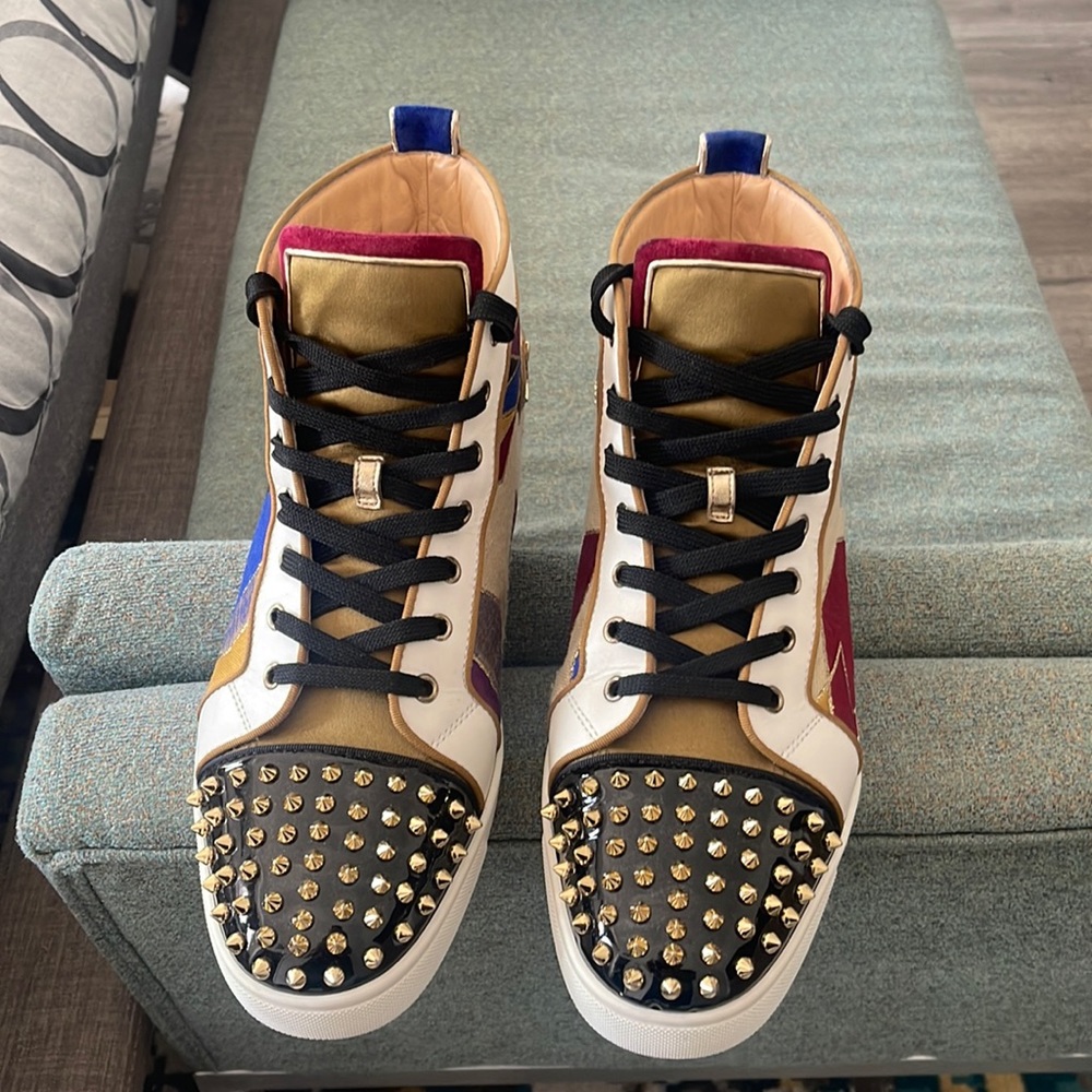 Christian Louboutain Spikes Red Bottoms size 45 equivalent to USA men’s 12